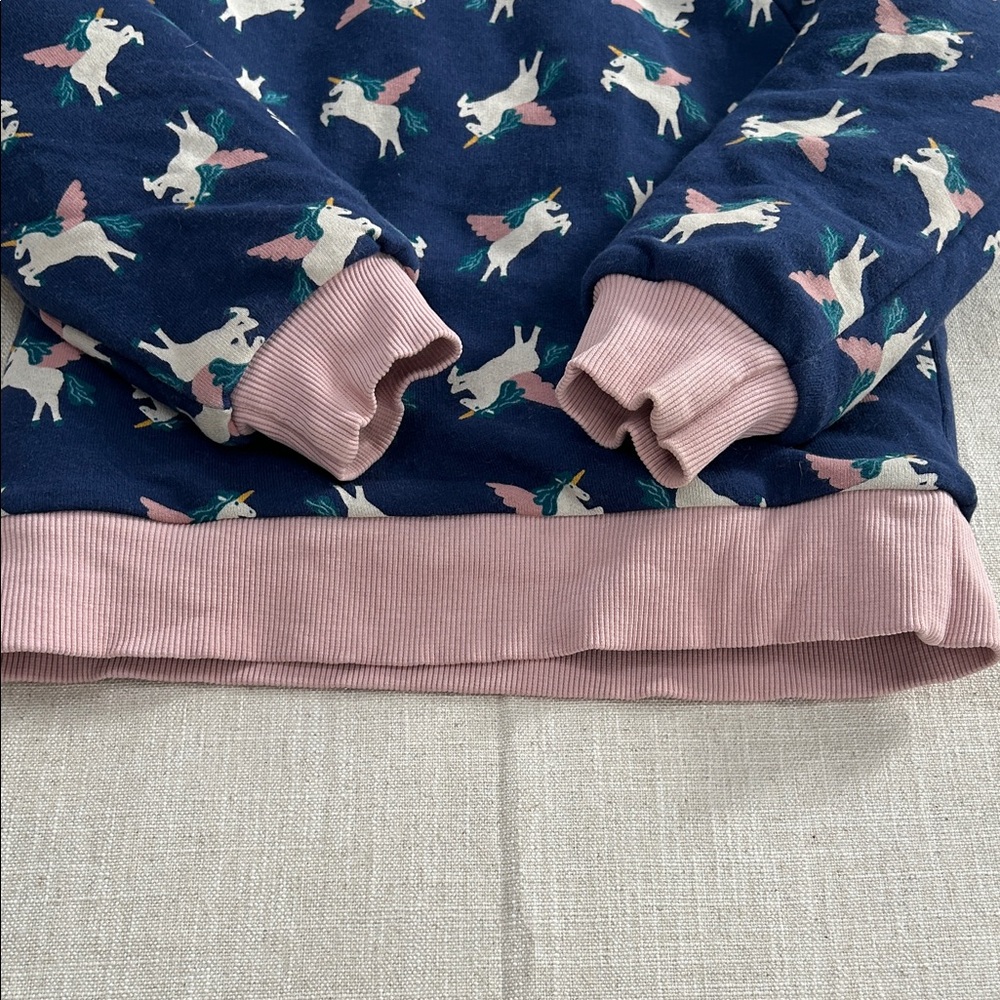 Hanna Andersson Sweatshirt Kids 5 Navy/Pink Unicorn Kids Fleece Lined - Picture 10 of 11